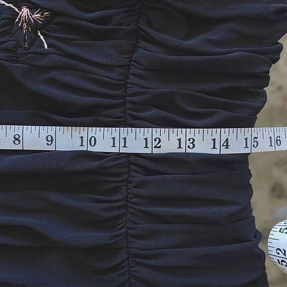 Vtg Y2K Precis Petite black ruched mesh overlay camisole - Picture 6 of 12